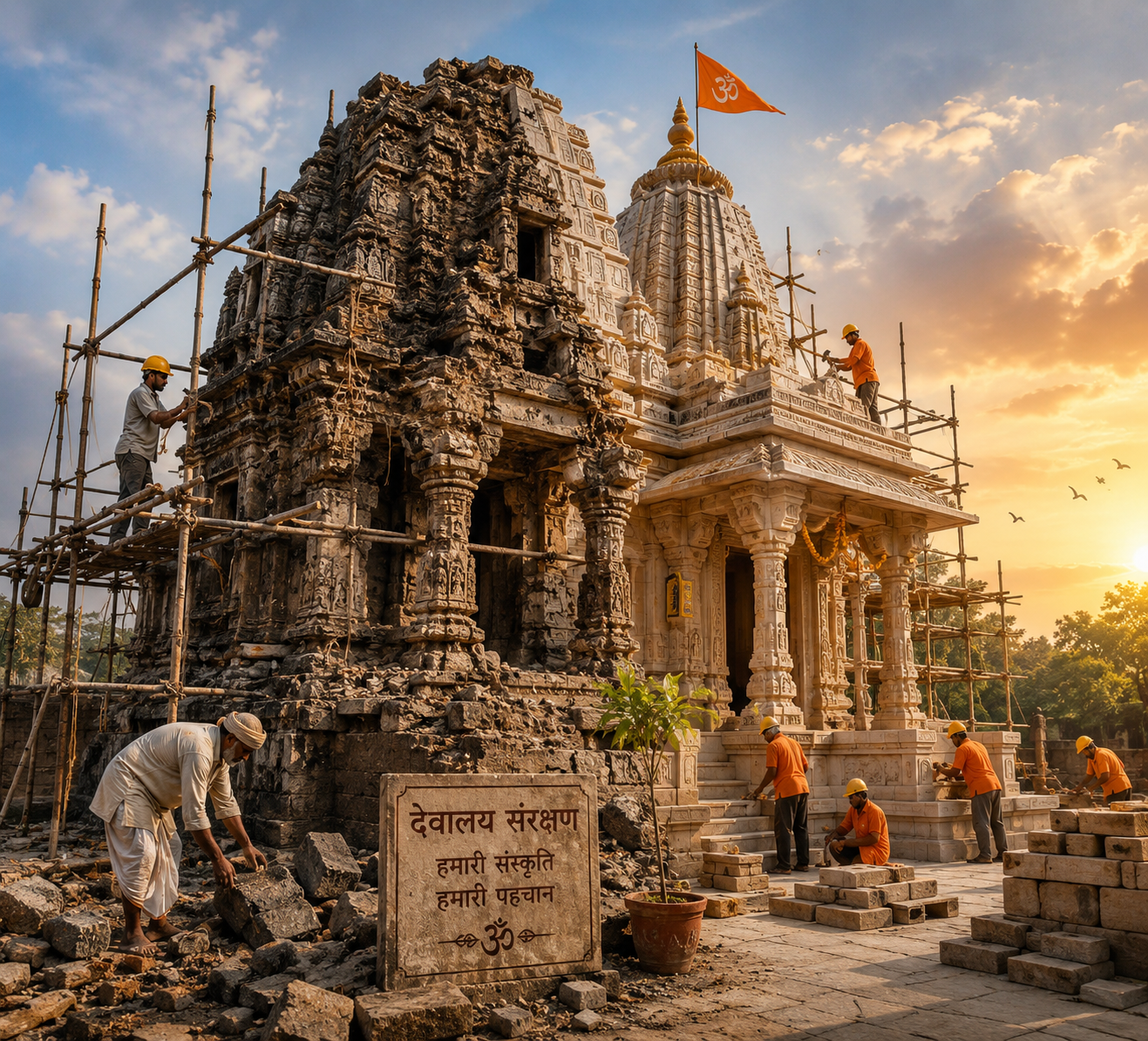 Damaged Ancient Temple Restoration